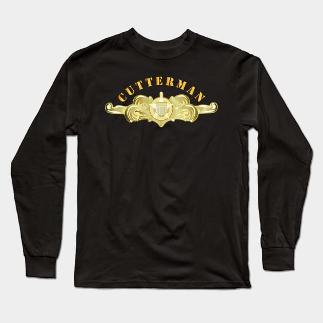 USCG - Cutterman Badge - Officer - Gold w Top Txt Long Sleeve T-Shirt by twix123844